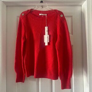 Trina Turk red open knit wool boat neck sweater - L